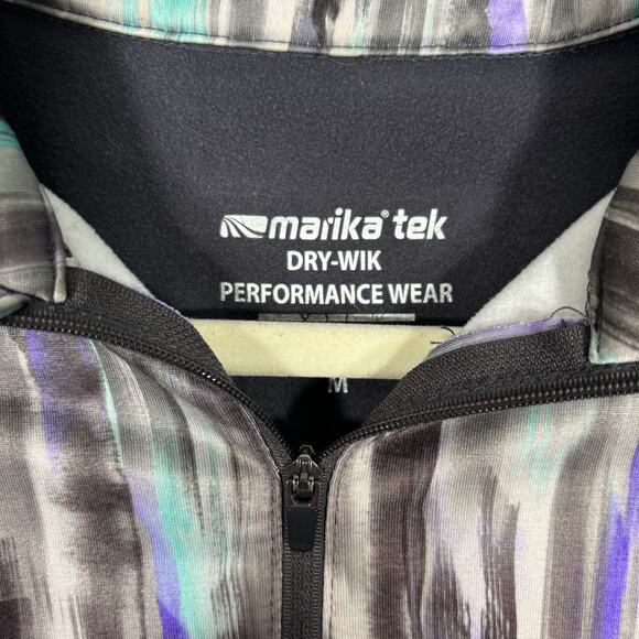 Marika Tek Top Medium Purple 1/4 Zip Base Layer Fleece Abstract Thumb Hole Artsy - Picture 5 of 11